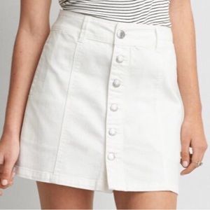American Eagle White Denim Button Up Skirt